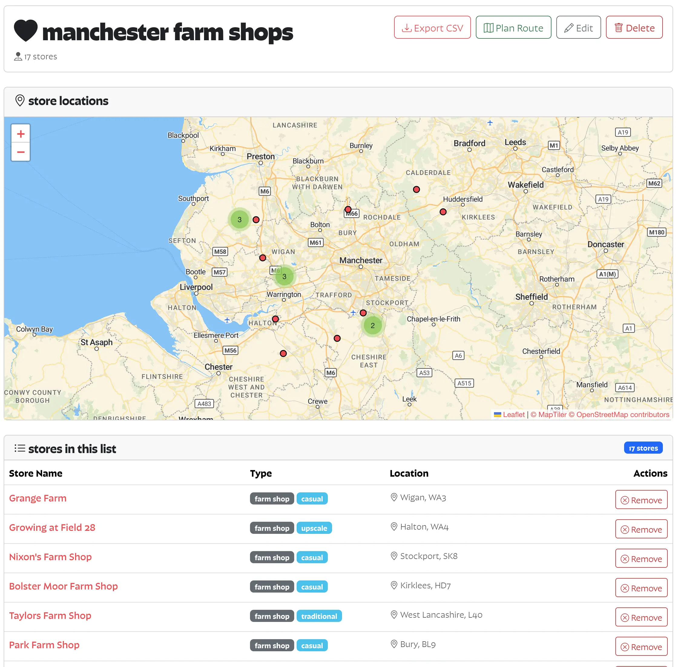 Store lists in Findie